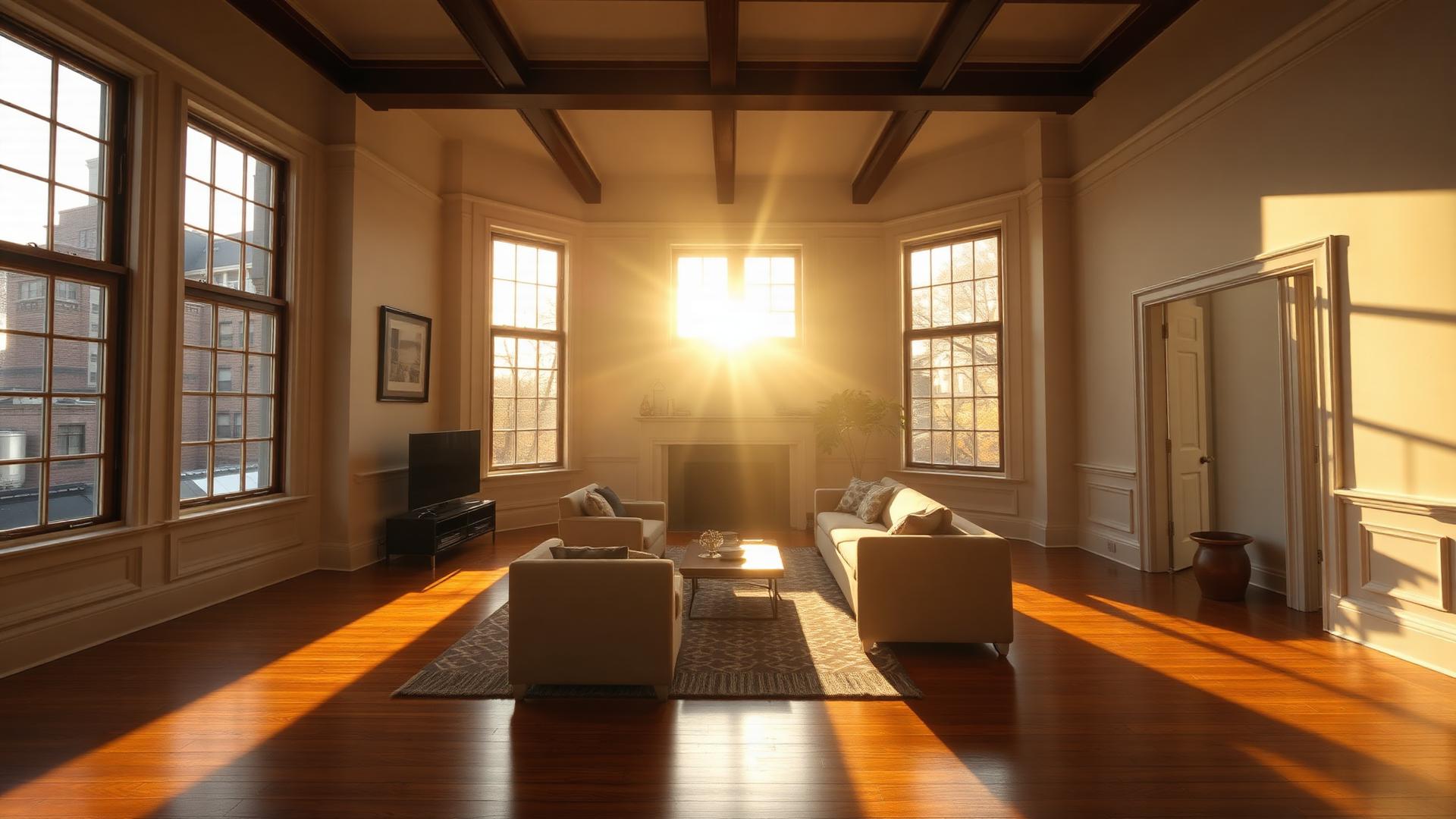 Restored NYC living room after water damage repair