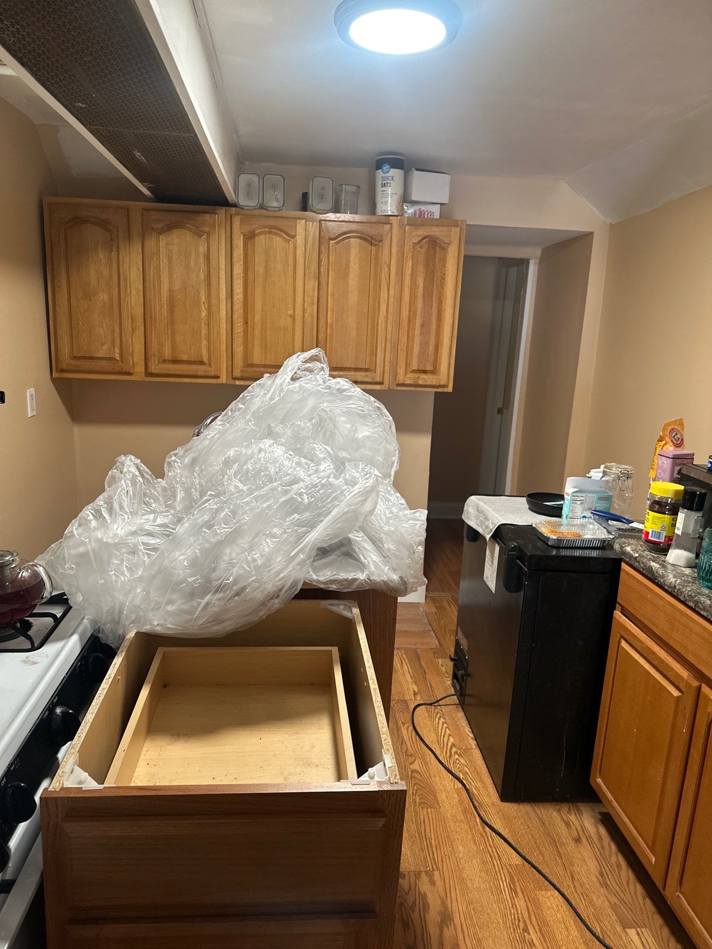 Kitchen cabinet pulled out during demo